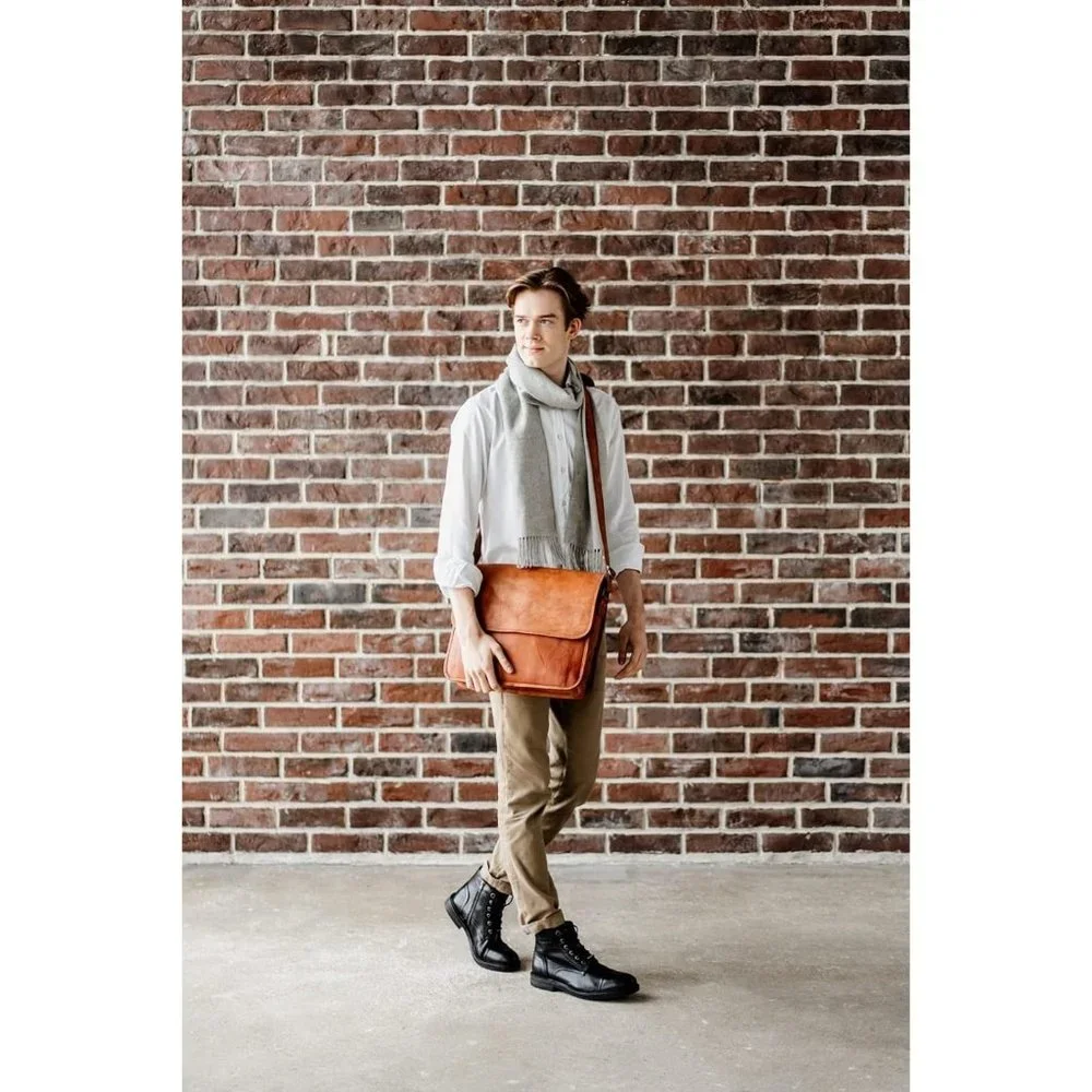 Men's Brown Leather Laptop Bag